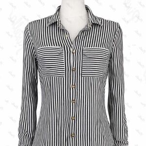 Vero Moda Black and White Striped Button-Down Shirt